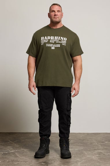 BadRhino Khaki Green Military Waffle Texture T-Shirt