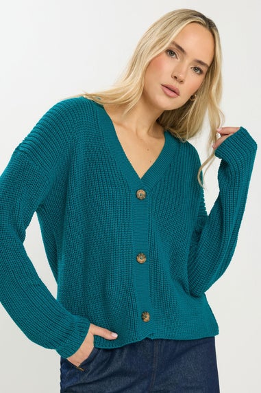 Long Tall Sally Teal Blue V-Neck Cardigan