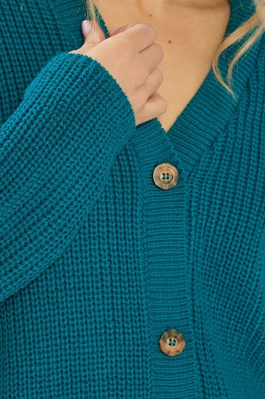 Long Tall Sally Teal Blue V-Neck Cardigan