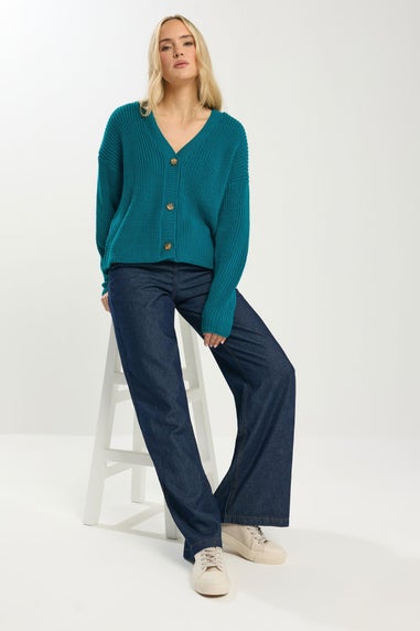 Long Tall Sally Teal Blue V-Neck Cardigan