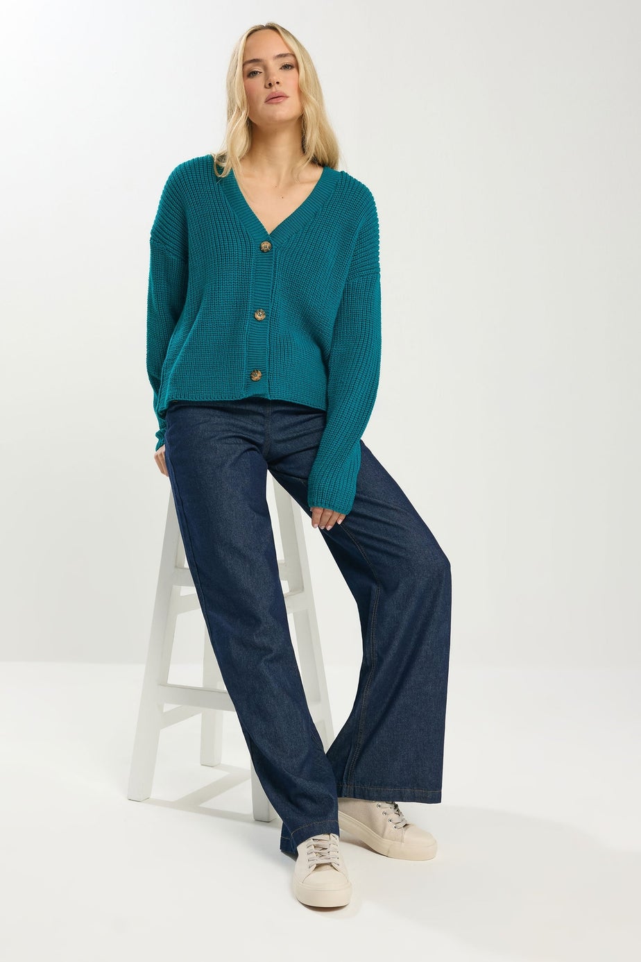 Long Tall Sally Teal Blue V-Neck Cardigan