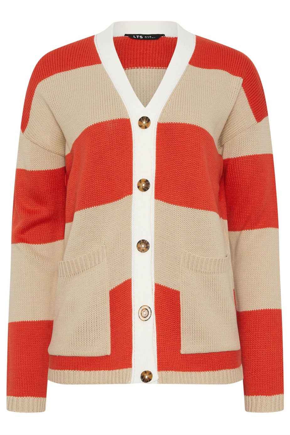 Long Tall Sally Natural Brown & Red Stripe Cardigan