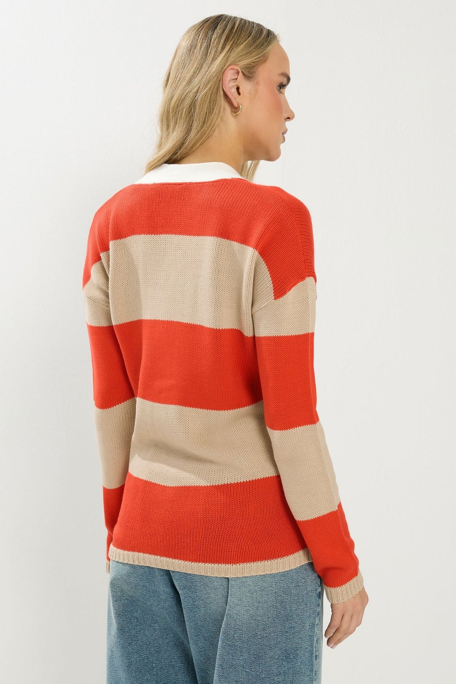 Long Tall Sally Natural Brown & Red Stripe Cardigan