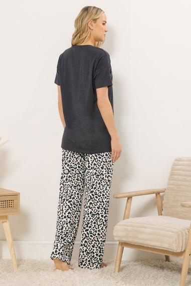 Long Tall Sally Charcoal Grey 'Weekend Vibes' Slogan Pyjama Set