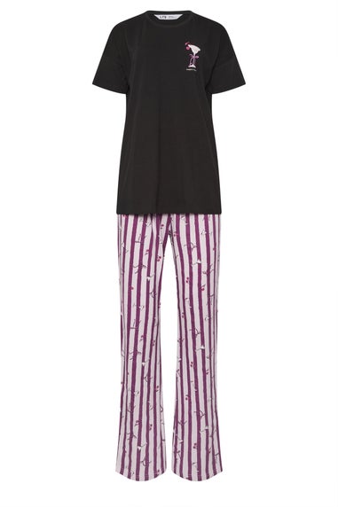 Long Tall Sally Black 'Happy Hour' Cocktail Wide Leg Pyjama Set