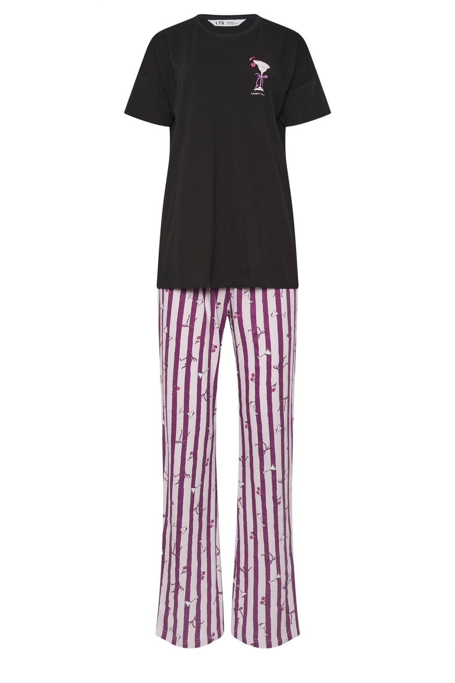 Long Tall Sally Black 'Happy Hour' Cocktail Wide Leg Pyjama Set