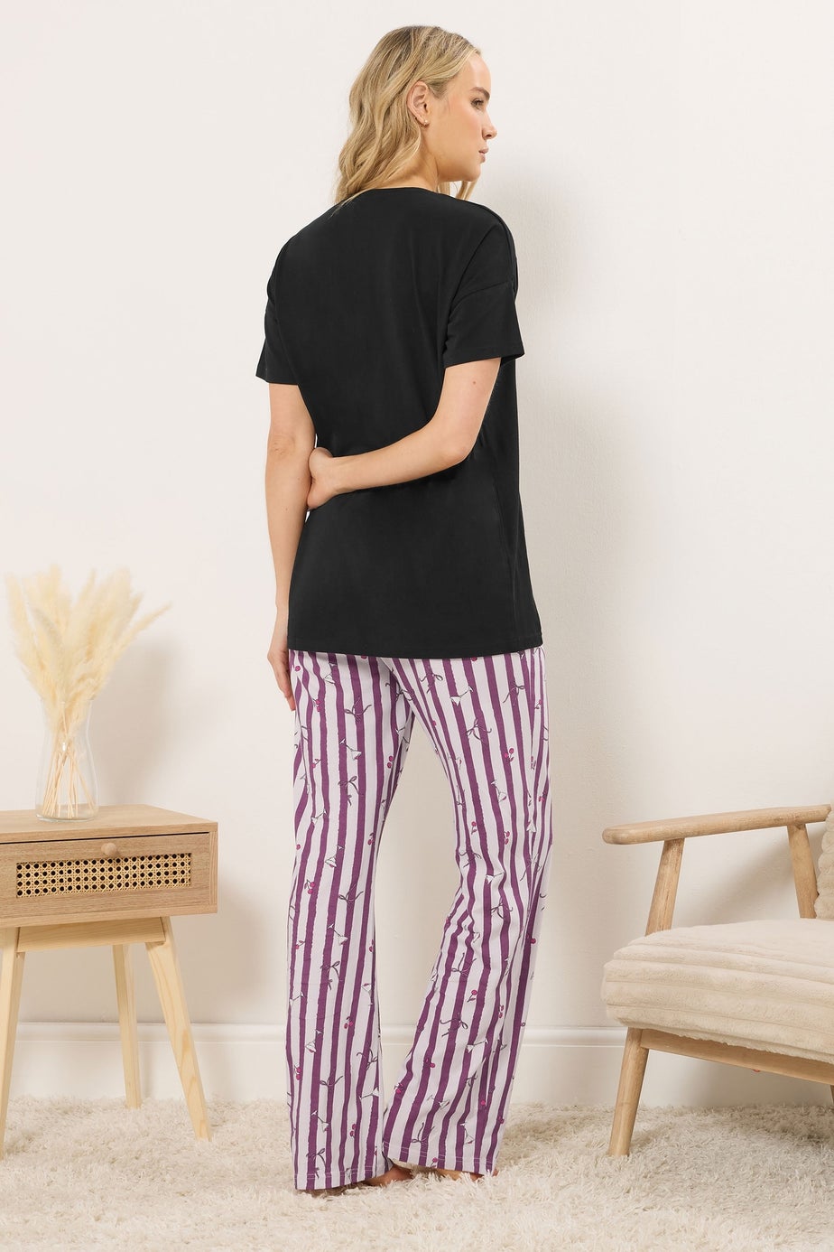 Long Tall Sally Black 'Happy Hour' Cocktail Wide Leg Pyjama Set