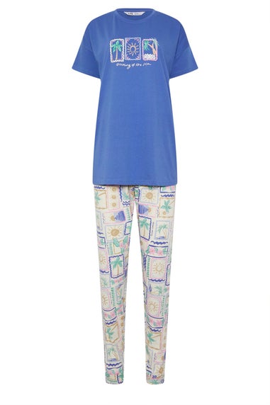 Long Tall Sally Blue 'Dreaming Of The Sea' Slogan Pyjama Set