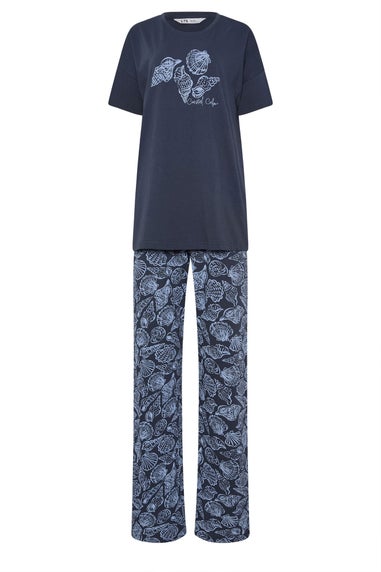 Long Tall Sally Navy Blue 'Coastal Calm' Slogan Pyjama Set