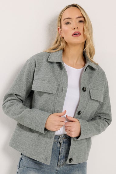 Long Tall Sally Grey Brushed Button Trucker Jacket