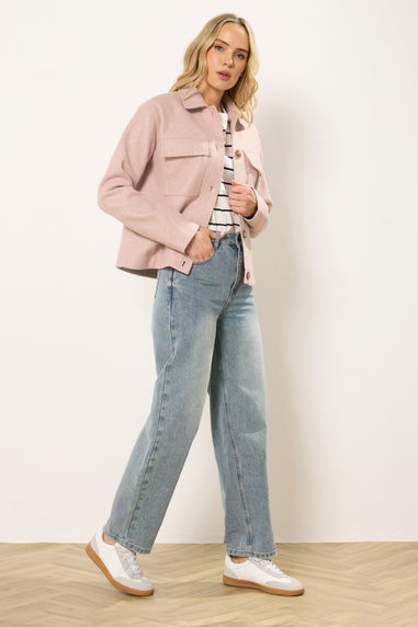 Long Tall Sally Light Pink Brushed Button Trucker Jacket