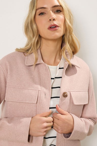 Long Tall Sally Light Pink Brushed Button Trucker Jacket