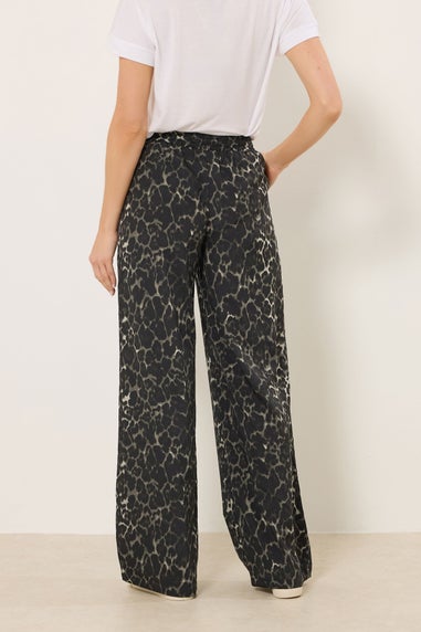 Long Tall Sally Grey Leopard Print Wide Leg Trousers