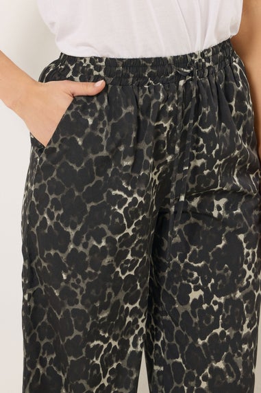 Long Tall Sally Grey Leopard Print Wide Leg Trousers