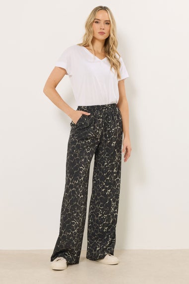 Long Tall Sally Grey Leopard Print Wide Leg Trousers