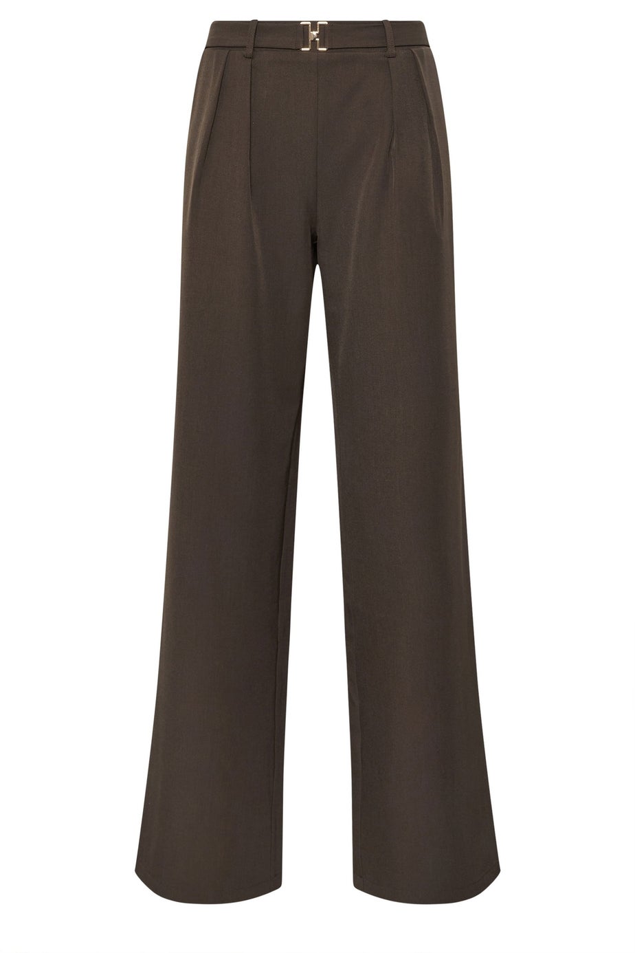 Long Tall Sally Chocolate Brown Buckle Wide Leg Trousers