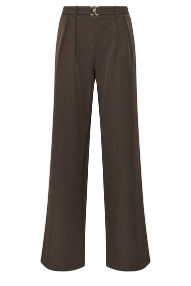 Long Tall Sally Chocolate Brown Buckle Wide Leg Trousers
