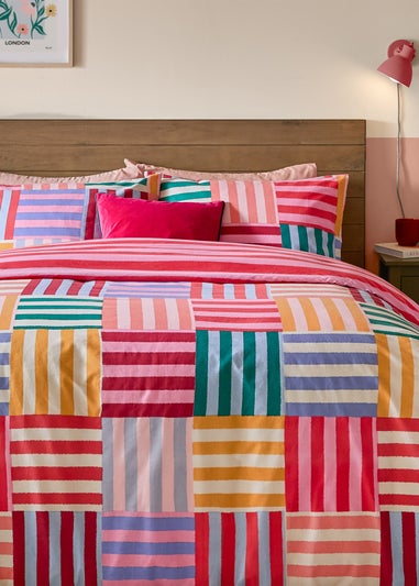 Furn Ana Stripe Reversible Multicolour Duvet Cover Set