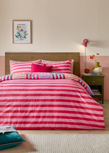 Furn Ana Stripe Reversible Multicolour Duvet Cover Set