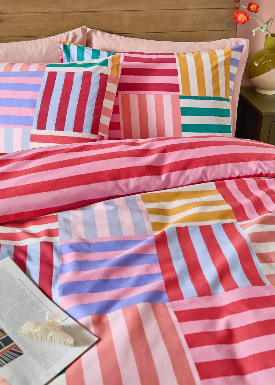 Furn Ana Stripe Reversible Multicolour Duvet Cover Set