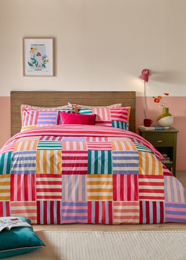 Furn Ana Stripe Reversible Multicolour Duvet Cover Set