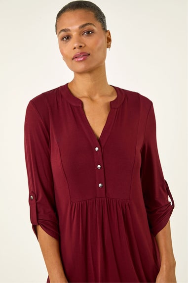 Roman Wine Button Detail Tunic Top