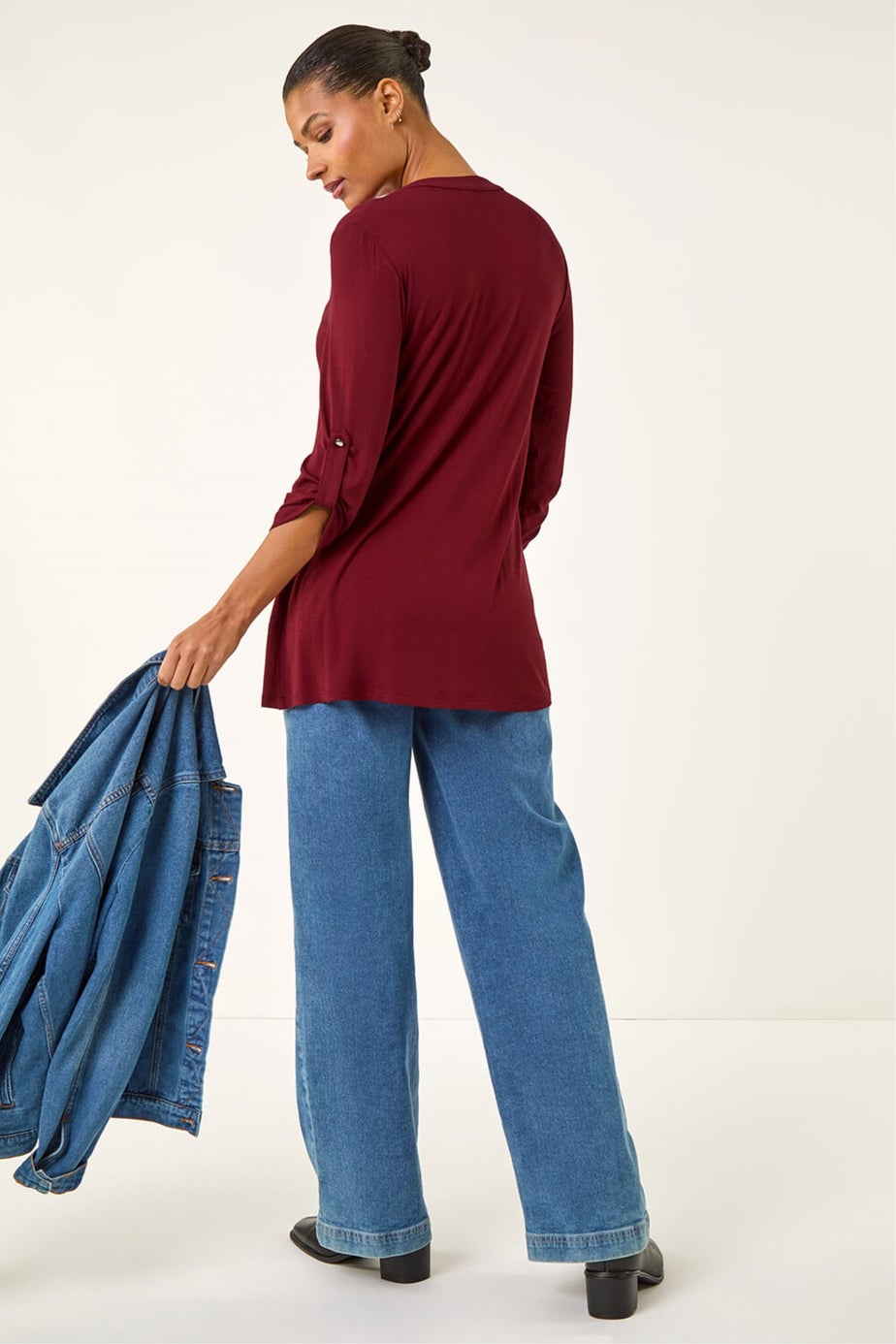 Roman Wine Button Detail Tunic Top