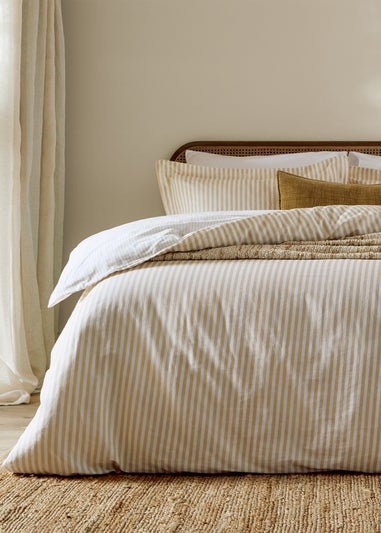 Yard Hebden Melange Stripe 100% Cotton Honey Yellow Duvet Cover Set