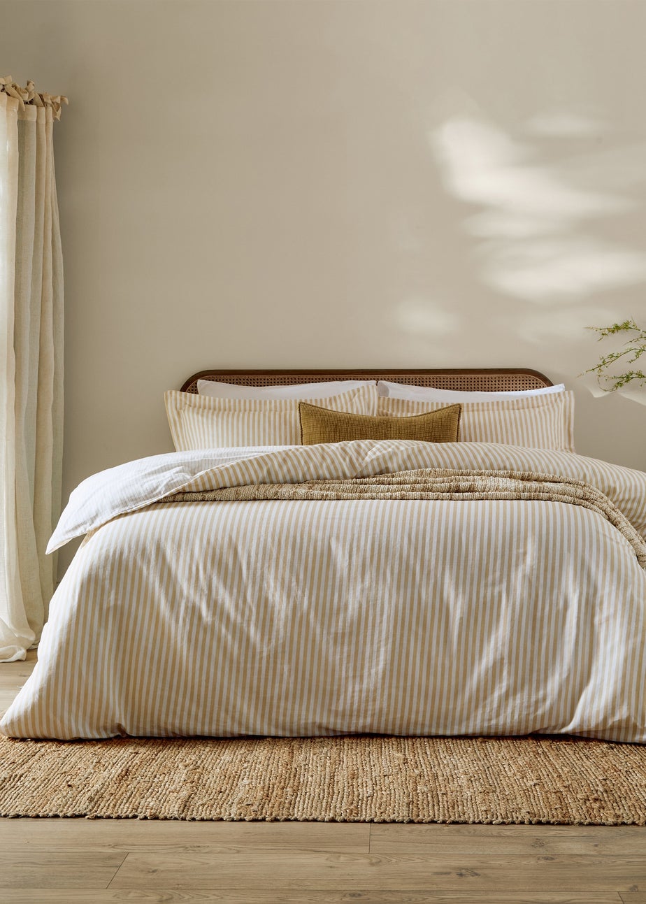 Yard Hebden Melange Stripe 100% Cotton Honey Yellow Duvet Cover Set