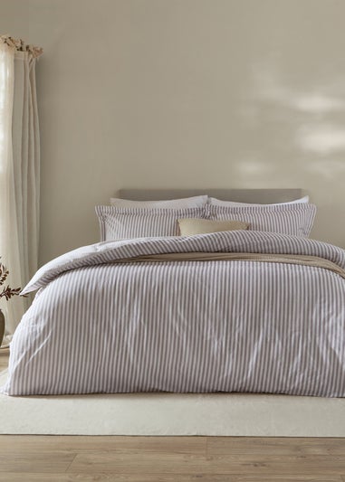 Yard Hebden Melange Stripe 100% Cotton Mauve Duvet Cover Set