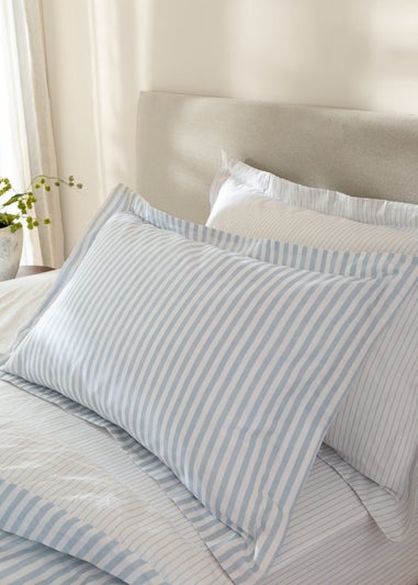 Yard Hebden Melange Stripe Mineral Blue Pillowcase Pair