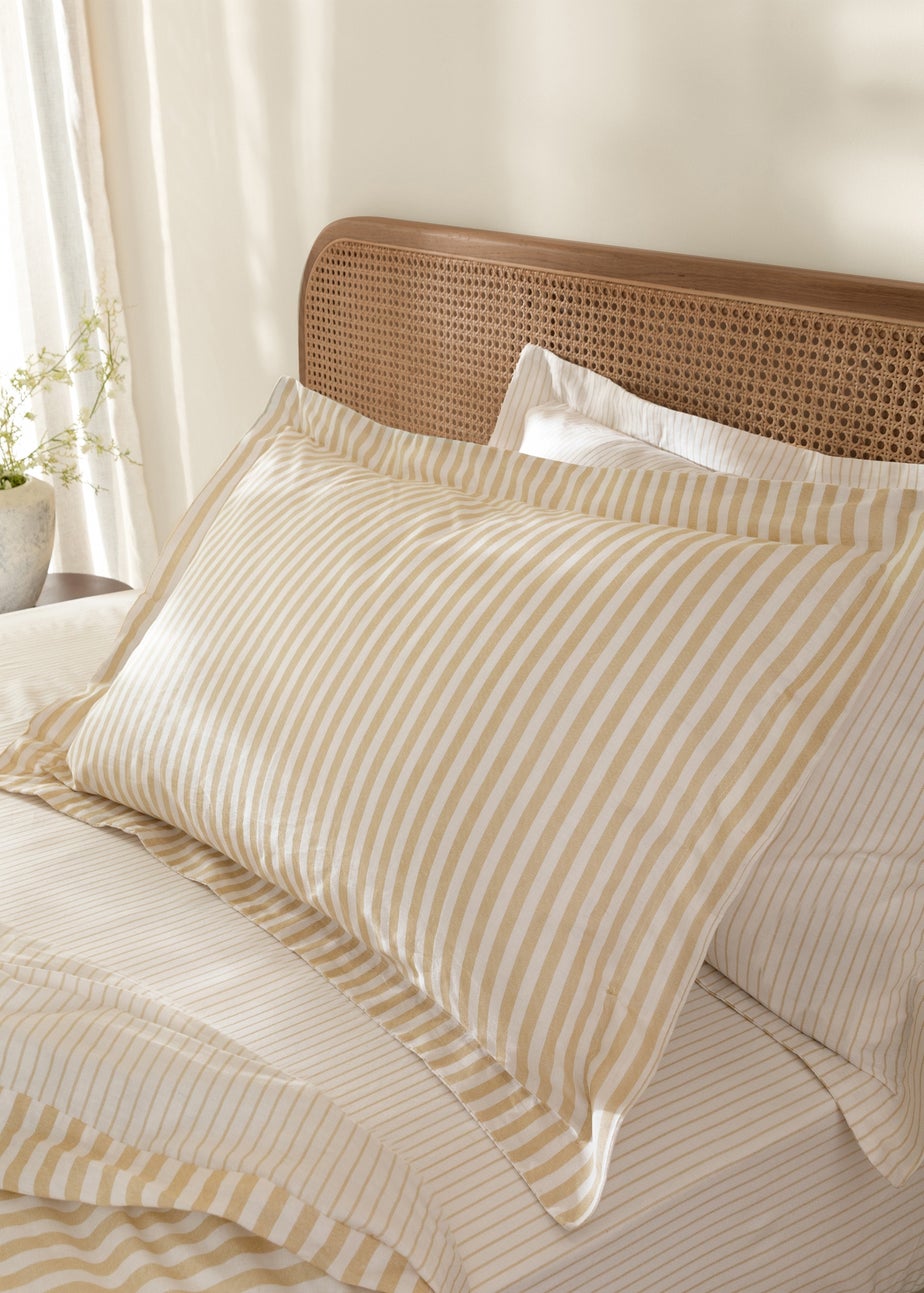 Yard Hebden Melange Stripe Honey Yellow Pillowcase Pair