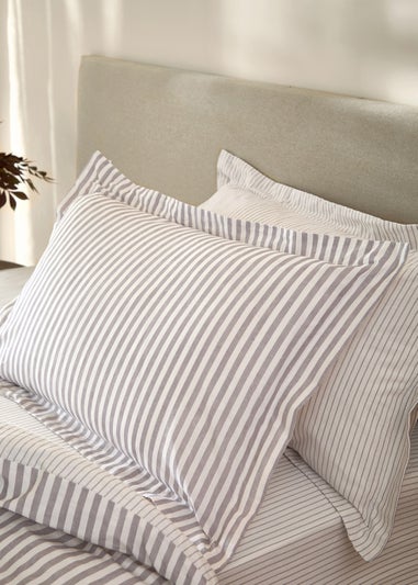 Yard Hebden Melange Stripe Mauve Pillowcase Pair