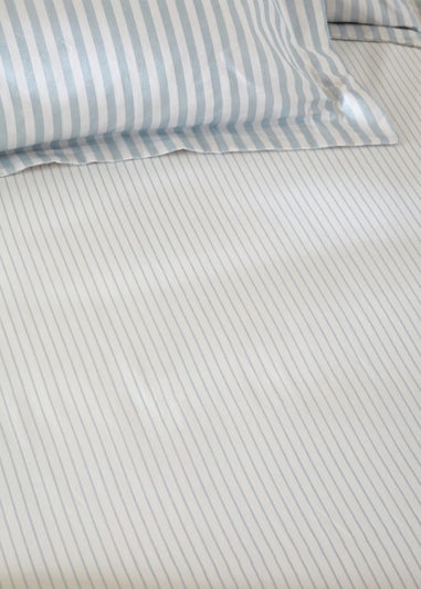 Yard Hebden 100% Cotton Narrow Stripe Mineral Blue Fitted Sheet