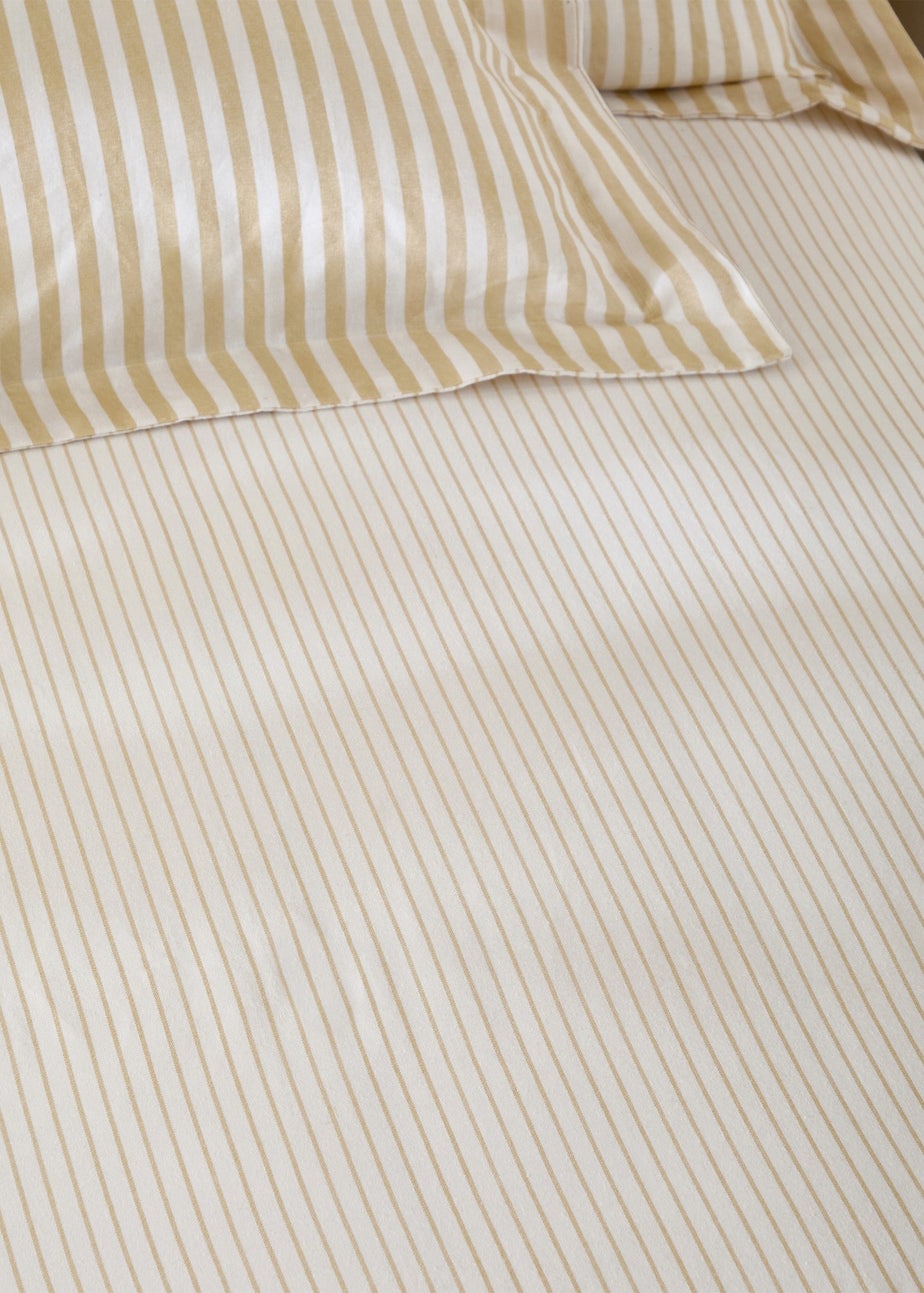 Yard Hebden 100% Cotton Narrow Stripe Honey Yellow Fitted Sheet
