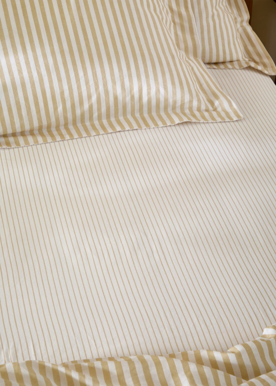 Yard Hebden 100% Cotton Narrow Stripe Honey Yellow Fitted Sheet