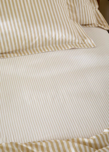 Yard Hebden 100% Cotton Narrow Stripe Honey Yellow Fitted Sheet