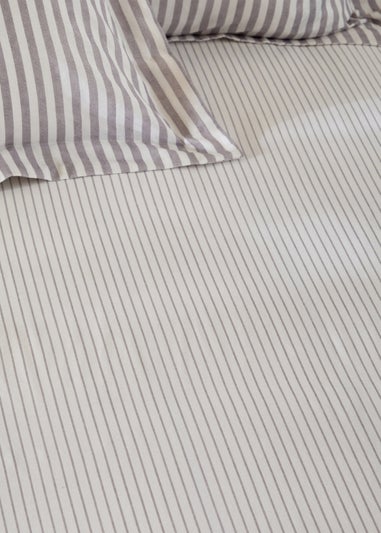 Yard Hebden 100% Cotton Narrow Stripe Mauve Fitted Sheet