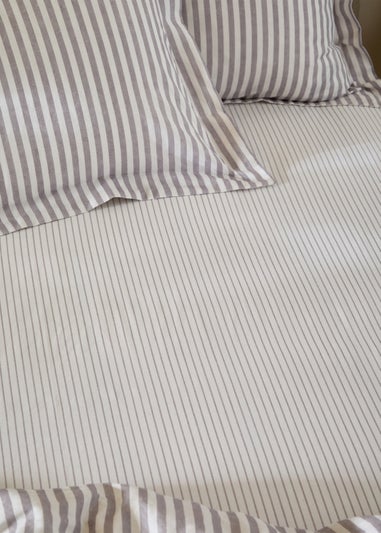 Yard Hebden 100% Cotton Narrow Stripe Mauve Fitted Sheet
