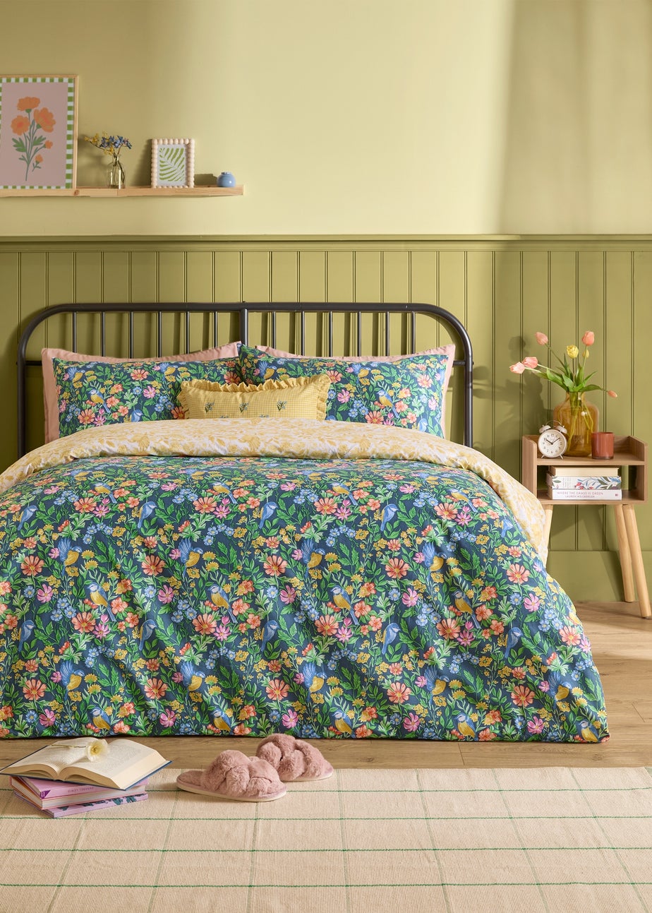 Furn Emerie Floral Reversible Navy Duvet Cover Set