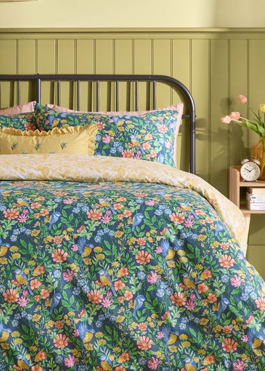 Furn Emerie Floral Reversible Navy Duvet Cover Set