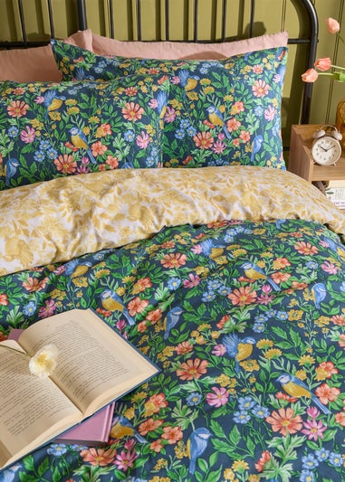 Furn Emerie Floral Reversible Navy Duvet Cover Set
