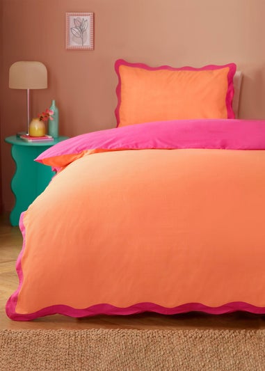Furn Wiggle Scallop Coral Duvet Cover Set