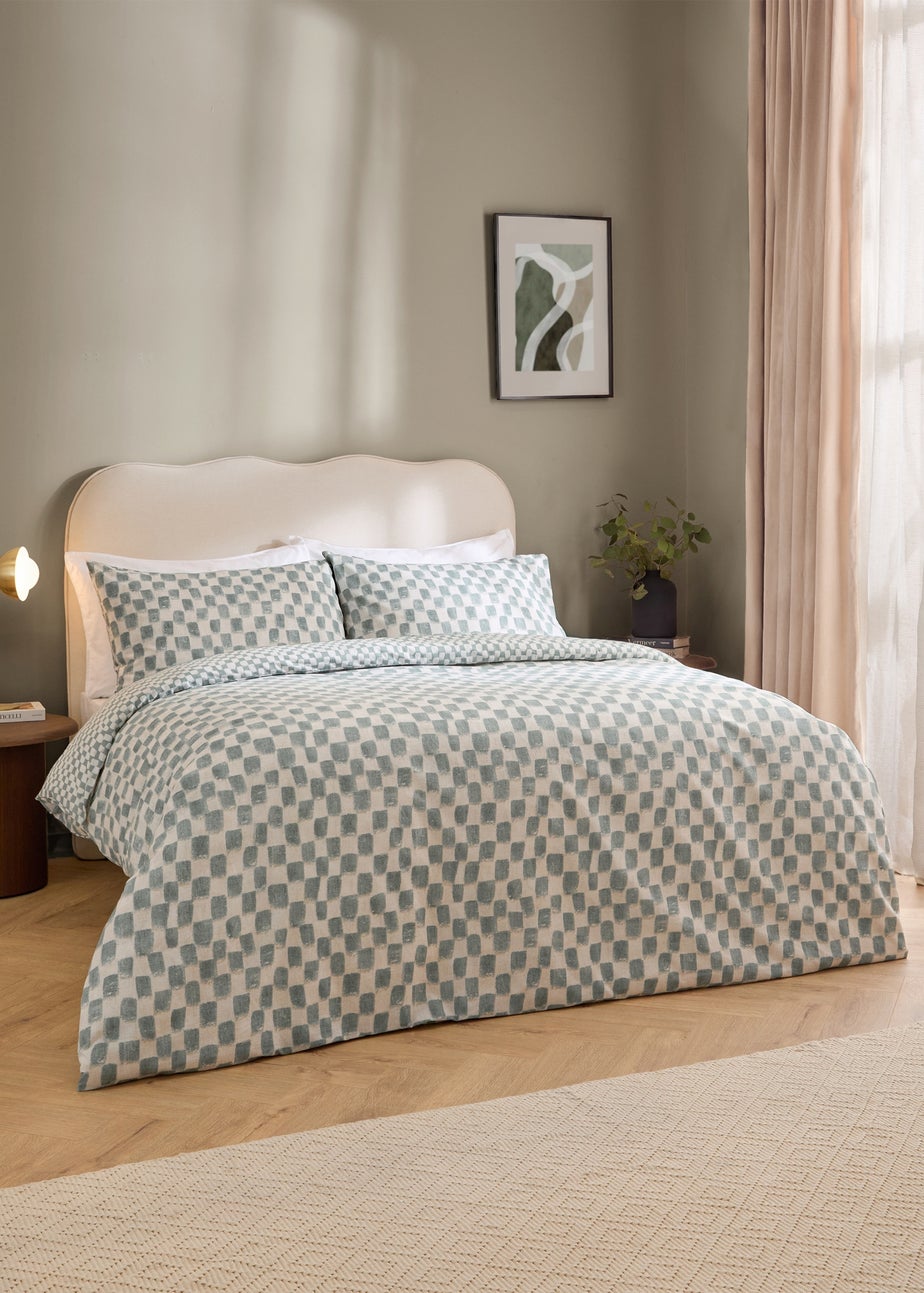 Hoem Nyhavn Checkerboard Reversible Aqua Duvet Cover Set