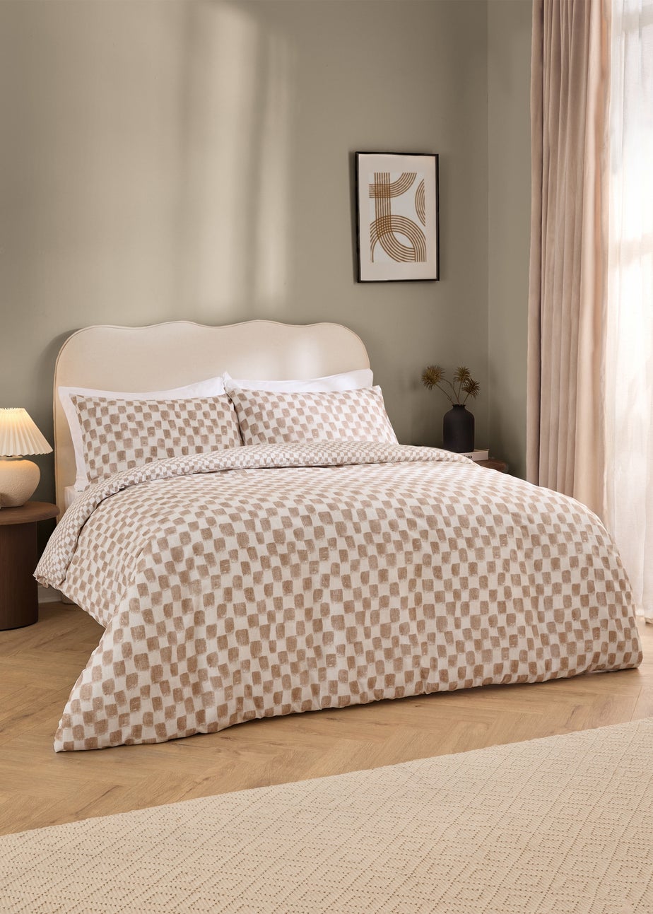 Hoem Nyhavn Checkerboard Reversible Tobacco Duvet Cover Set