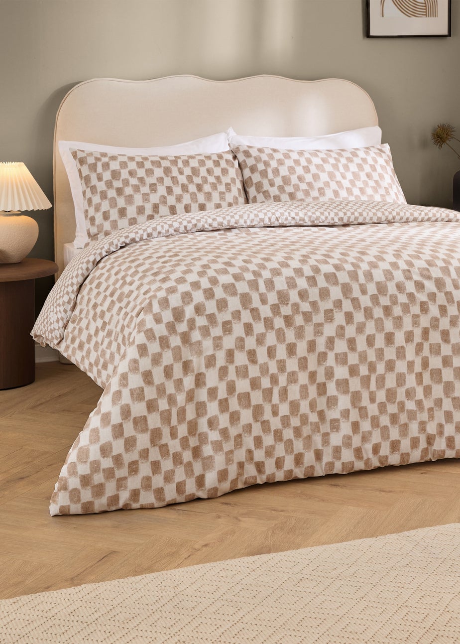 Hoem Nyhavn Checkerboard Reversible Tobacco Duvet Cover Set