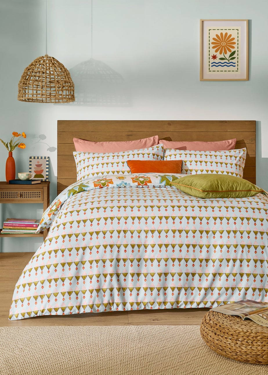 Furn Dilara Reversible Printed Blue Duvet Cover Set