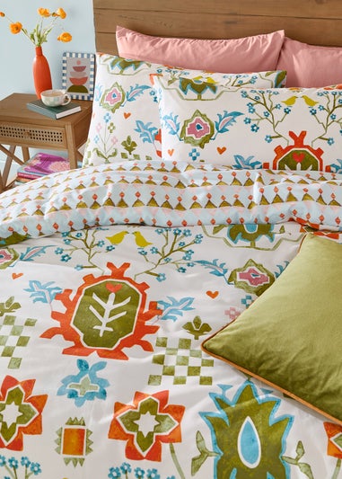 Furn Dilara Reversible Printed Blue Duvet Cover Set