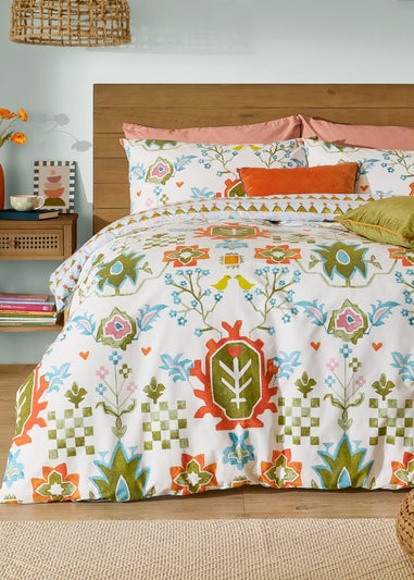 Furn Dilara Reversible Printed Blue Duvet Cover Set