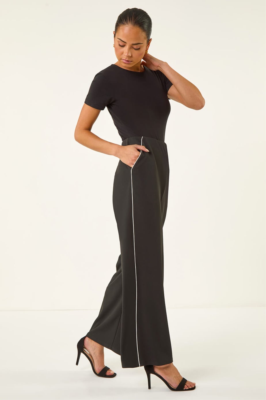 Roman Black Petite Side Seam Stretch Trouser